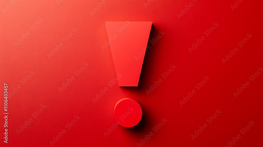 Poster An exclamation mark against a red backdrop signifies a warning or a prompt to stay alert, highlighting crucial information