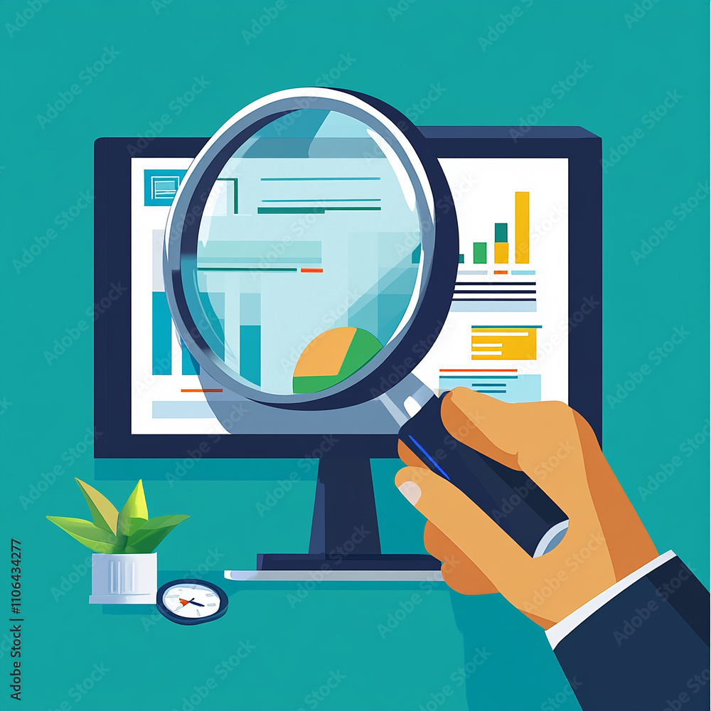 Poster ai generated data analysis business office digital graphics modern workspace close-up perspective in
