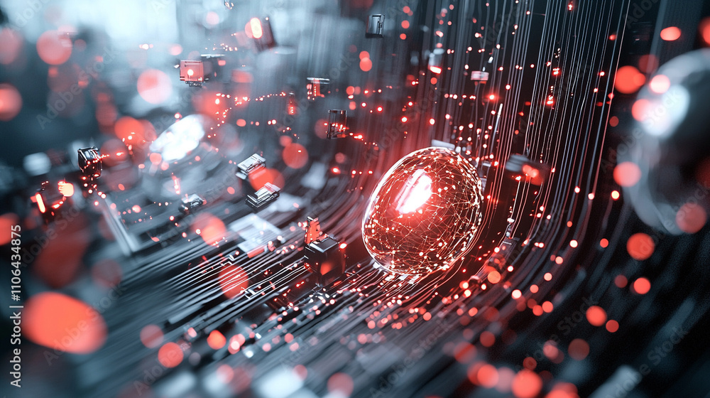 Poster dynamic ai-generated visuals of digital networks abstract environment technology concept illustratio