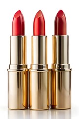Classic Red Lipsticks in Golden Tubes - Luxury Beauty