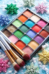 Vibrant 12-Color Eyeshadow Palette with Makeup Brushes