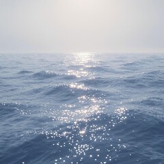Naklejka premium Softly glowing waves on a serene ocean surface, watery, calming, abstract