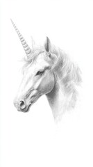 Majestic Neoclassical Unicorn Artwork on Aged White Paper - Symbol of Purity and Sovereignty in Black and White