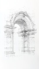 Majestic Pencil Sketch of Classical Amphitheater: Cultural Heritage in Black and White