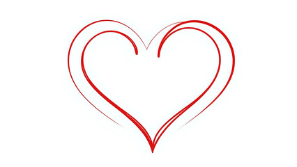 abstract red heart on white background for graphic design, love, romance, wedding, logo and valentine concept, 300dpi, empty space for text, banner, header