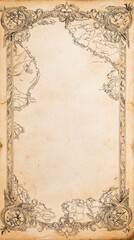 Vintage Hand-Drawn Parchment Map with Intricate Borders on Aged Paper for Exploration Concept in Black and White
