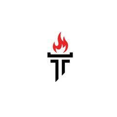 Torch with fire logo flat vector design