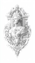Fototapeta premium Regal Heritage: Classic Historical Portrait in Elegant Frame on Aged Paper for Sovereign Authority Depiction