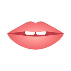 Lips icon. Beautiful pink purple lips of a woman isolated on white background. Vector illustration.