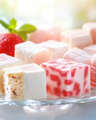 Delightful Turkish Dessert Display With Colorful Variations and Elegant Garnishes