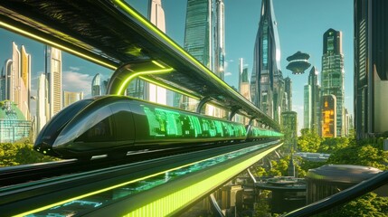 Fototapeta premium High-Speed Train in a Modern City