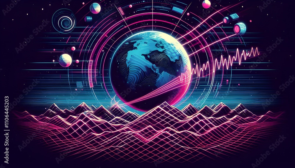 Poster digital globe with technological interface