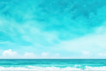 Fototapeta premium Captivating watercolor seascape, transitioning from turquoise waves to deep azure skies