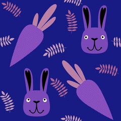 Easter rabbits seamless spring animals pattern for wrapping paper and fabrics