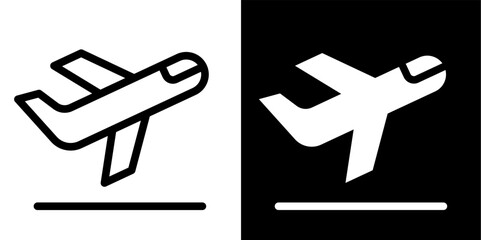 plane departure icon. plane departure icon with line style. plane departure icon with glyph style. 
