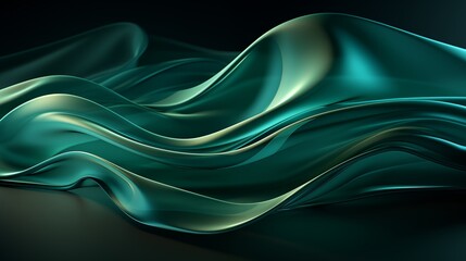 Obraz premium Elegant green lines with an organic flow, set against a minimalist background, ideal for a contemporary wallpaper design.