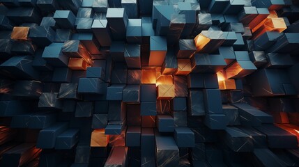 Geometric abstract 3D background featuring layered, interlocking shapes with intricate textures and gradients, offering a modern and immersive visual experience. 