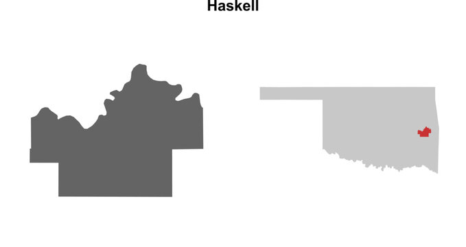 Haskell County (Oklahoma) blank outline map set