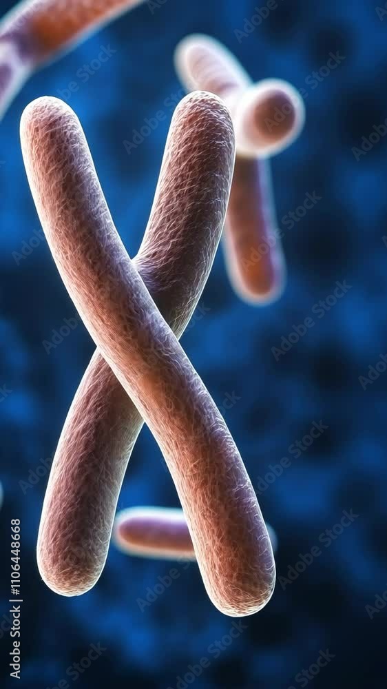 Poster close-up view of chromosomes during cell division, showcasing their structure and arrangement in a l