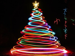 neon light Christmas tree background