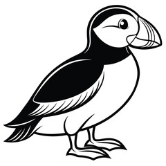 Obraz premium puffin outline, coloring page, silhouette vector 