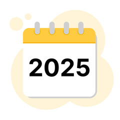 Calendar 2025 year icon, isolated on white background, vector