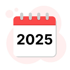 Calendar 2025 year icon, isolated on white background, vector
