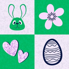 Easter rabbits seamless spring animals pattern for wrapping paper and fabrics