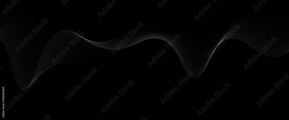 Poster abstract grey wavy lines background. digital frequency track equalizer. abstract frequency sound wav