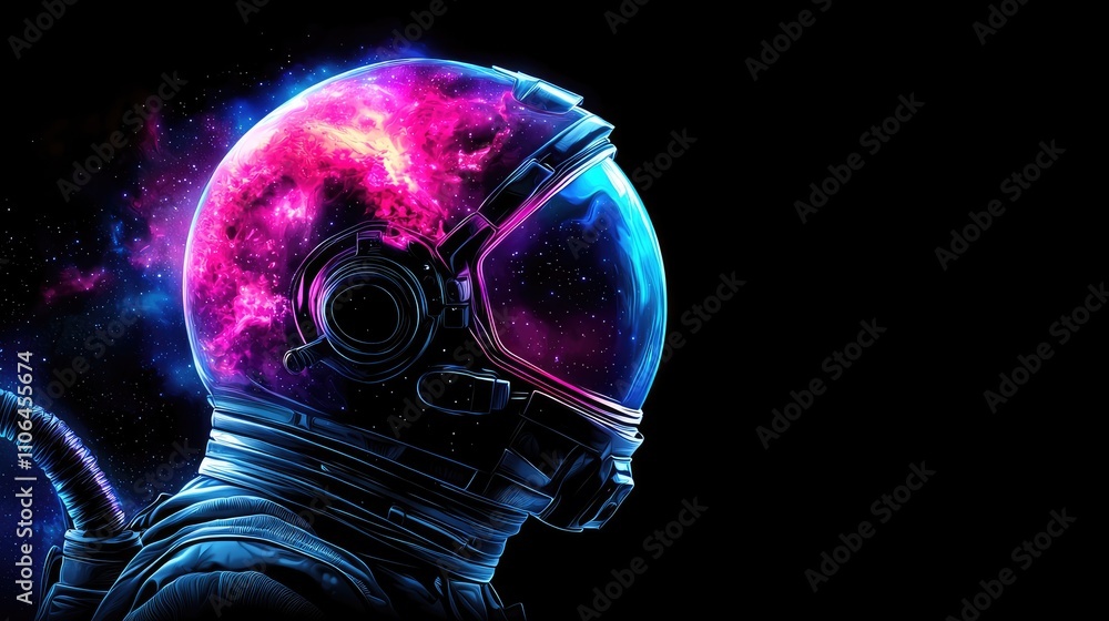 Poster astronaut exploring galactic wonders outer space digital art cosmic environment side view imaginatio