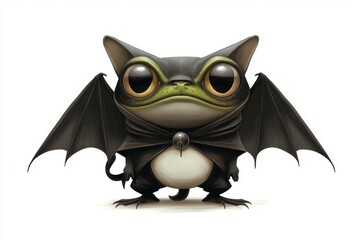 Obraz premium Adorable Bat-Winged Creature with Large Eyes and Playful Stance