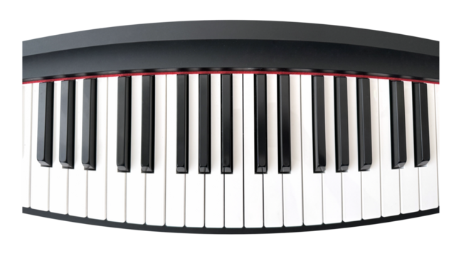 Curve Piano Keyboard PNG Image, isolated background.