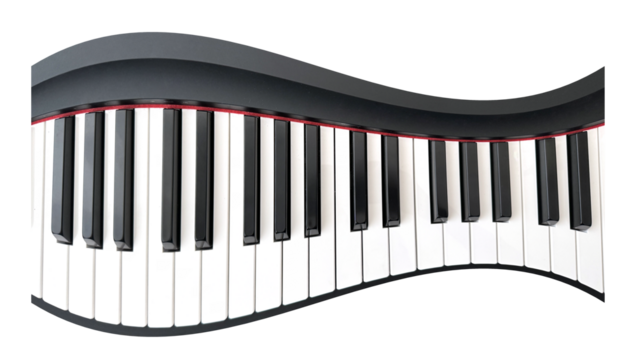 Curve Piano Keyboard PNG Image, isolated background.