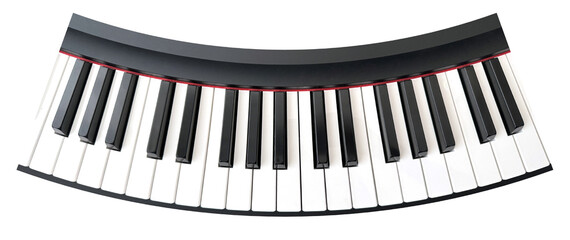 Curve Piano Keyboard PNG Image, isolated background. © Tleeart