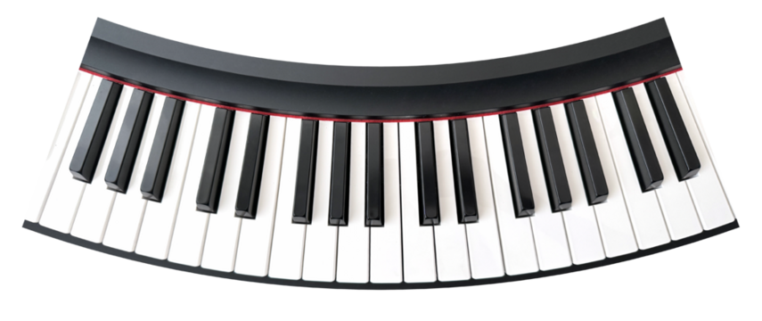 Curve Piano Keyboard PNG Image, isolated background.