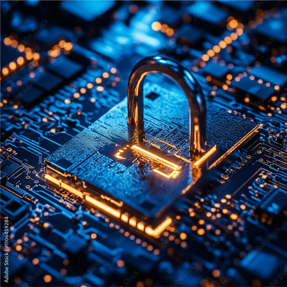 Poster ai generated cybersecurity innovations digital chip design technology landscape futuristic environme