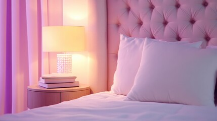 Cozy bedroom with soft lighting and elegant decor, AI