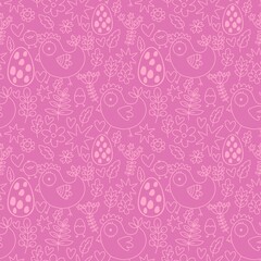 Fototapeta premium Easter chicken seamless birds pattern for wrapping paper and fabrics