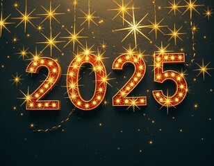 An artistic and detailed depiction of New Year 2025