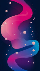 Fototapeta premium Abstract Pink, Purple, and Blue Fluid Form with Scattered Spheres