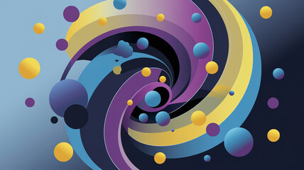 Abstract Swirling Vortex with Scattered Spheres