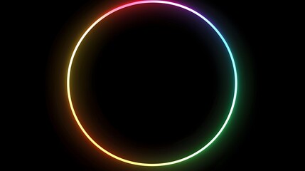 A colorful neon circle glowing in the dark.