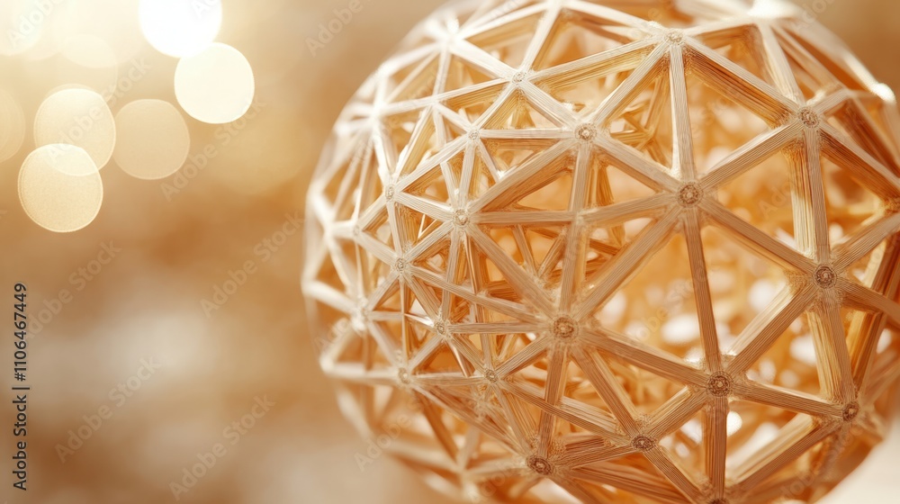 Poster intricate geometric sphere model highlights craftsmanship and design in a close up study