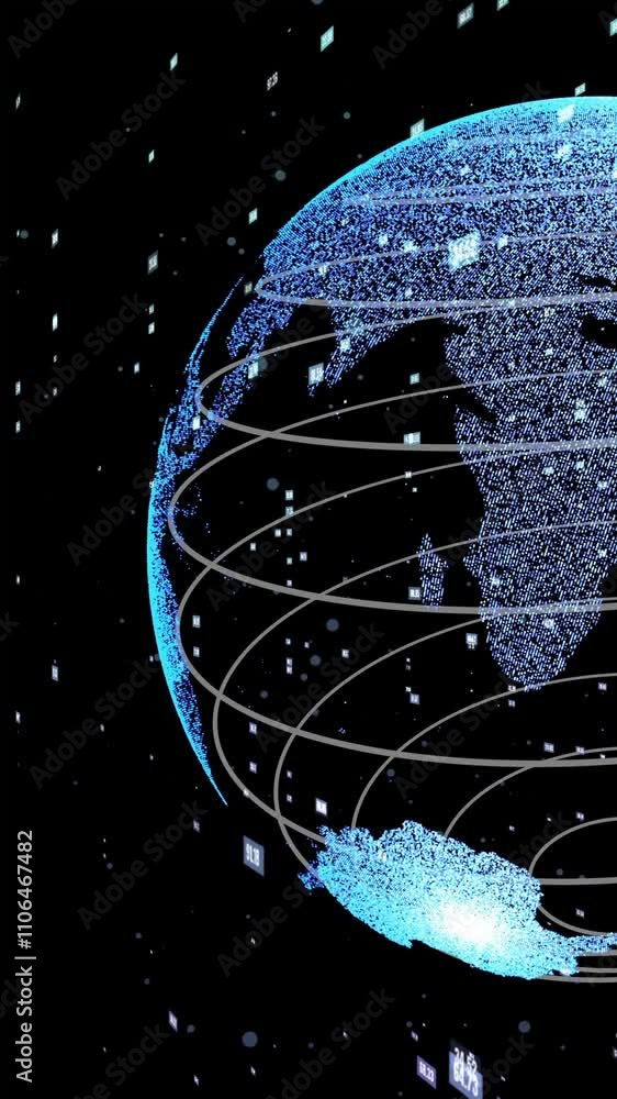 Poster Global data science technology and computer programming abstract . Future digital earth network connection of the information era . 3D Rendering cg .