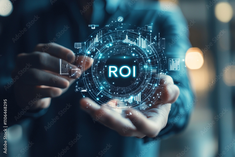 Poster ai generates insights on roi business environment data visualization technology close-up innovation 