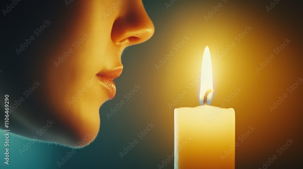Poster candlelight glows softly in the darkness, illuminating serene contemplation and quiet reflection