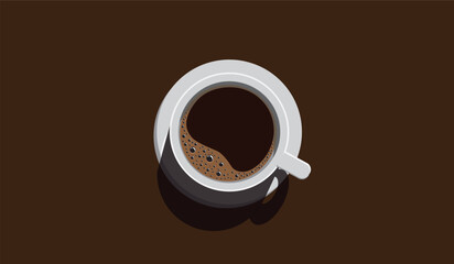 Minimalist Coffee Cup Illustration with Brown Background, Vector Design, Coffee Cup Illustration.