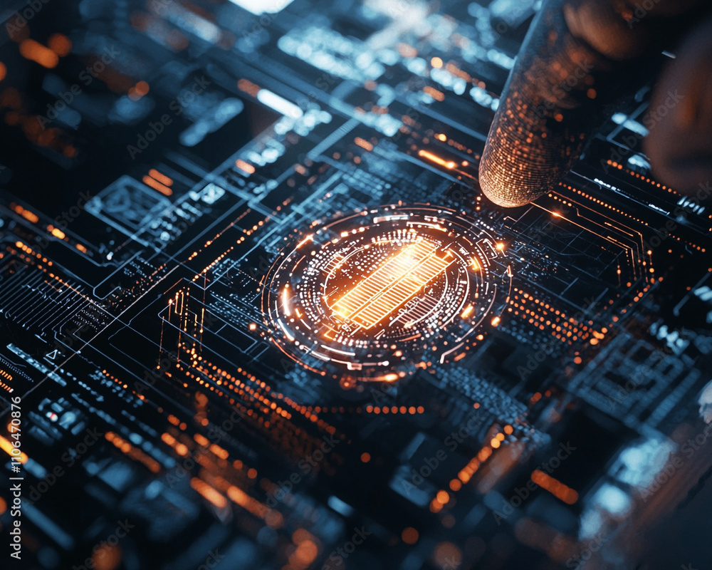 Poster ai generated circuitry interaction digital workspace technology display modern environment close-up 