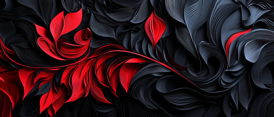 Illustration en papier découpé avec design abstrait noir et rouge