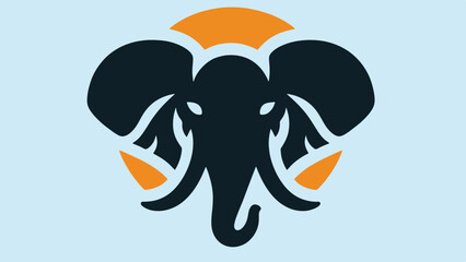 elephant head silhouette logo in flat style